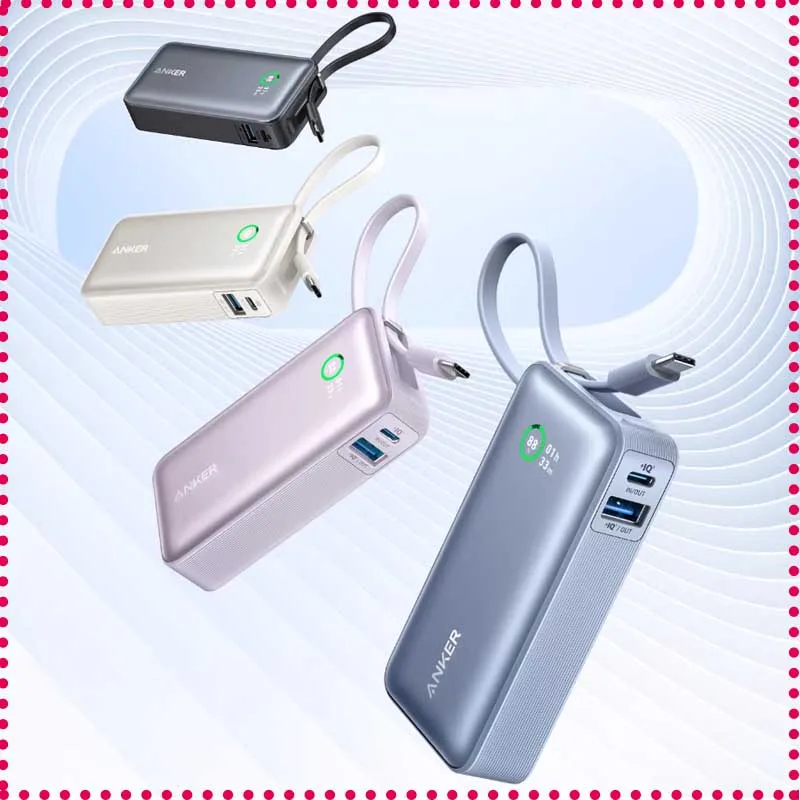 

Anker 2025 New Built-In Cable Power Bank Fast Charging Large Capacity Mobile Power Bank Compact And Portable Can Be Used On Airp