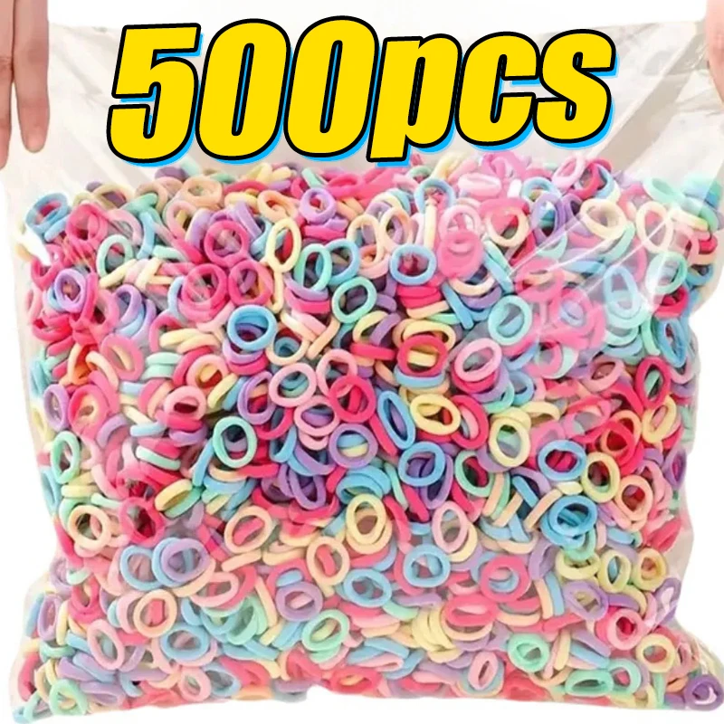 100/500pcs Colorful Nylon Elastic Hair Bands for Women Nylon Scrunchie TiesRubber Band Elastic Hair Band Girl Hair Accessories