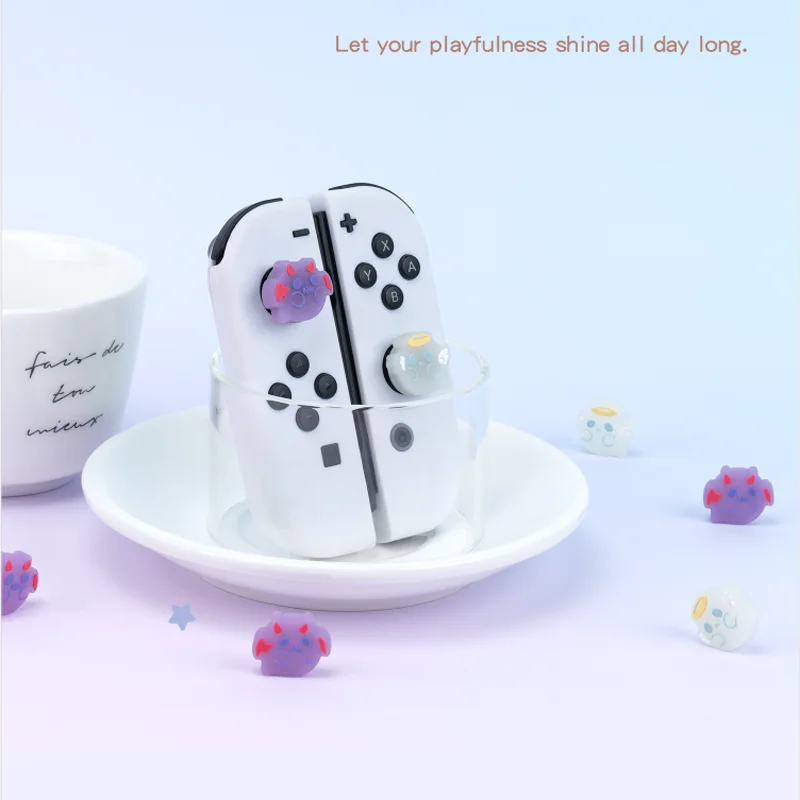 Pumpkin Funny Ghost silicona suave Thumb Stick Grip Cap Joystick cubierta protectora para Switch Oled NS Lite Joycon Thumbstick Case