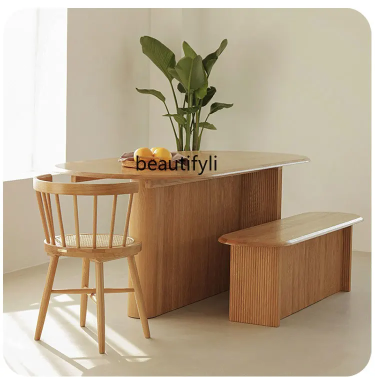 

Solid Wood Folding Dining Table Simple Modern Home Dining Table B & B Restaurant Oak Island Table