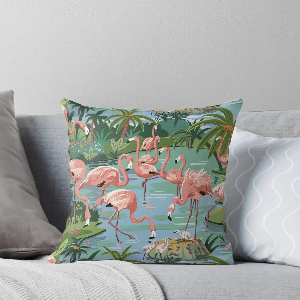 

Flamingo Lagoon Vintage Style Paint by Number Throw Pillow Pillowcase Cushion Sofa Covers For Living Room Pillow