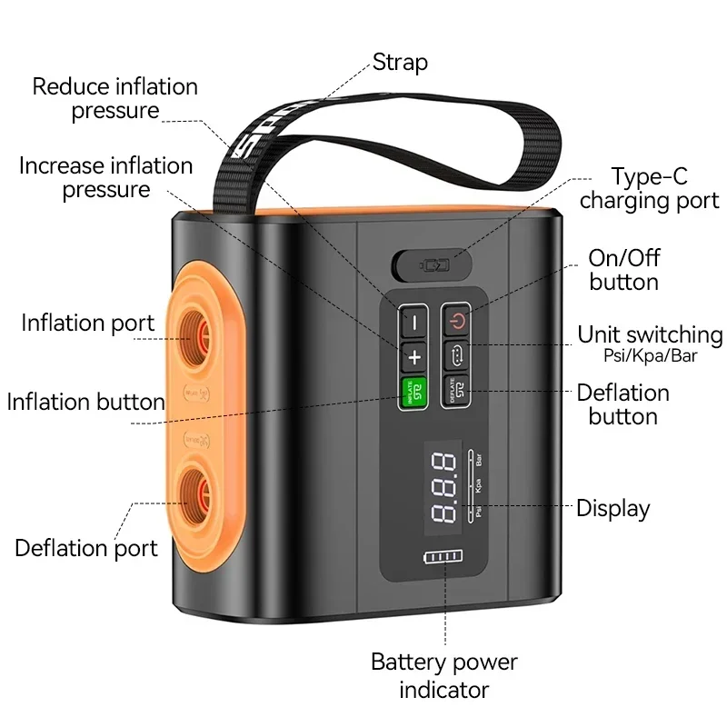 SUP Pump 22PSI High Flow Outdoor Camping Pump For Air Mattress Kayak Paddle Wireless Portable Electric Outdoor Air Pump