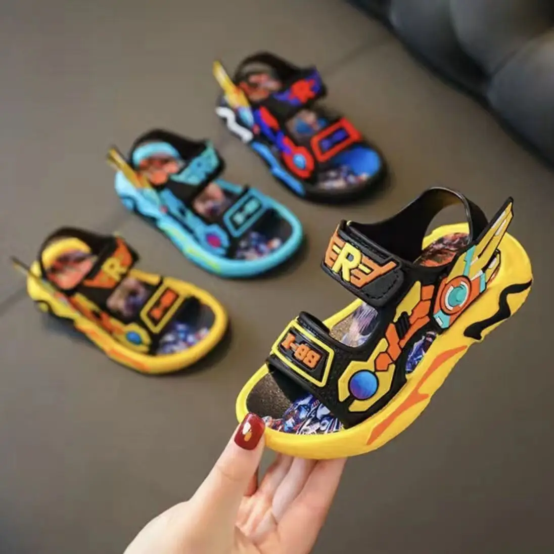 Vibrant Anime-Inspired Open-Toe Sandals for Boys - Breathable, Wear-Resistant, and Comfortable for All Seasons - Perfect for Cas