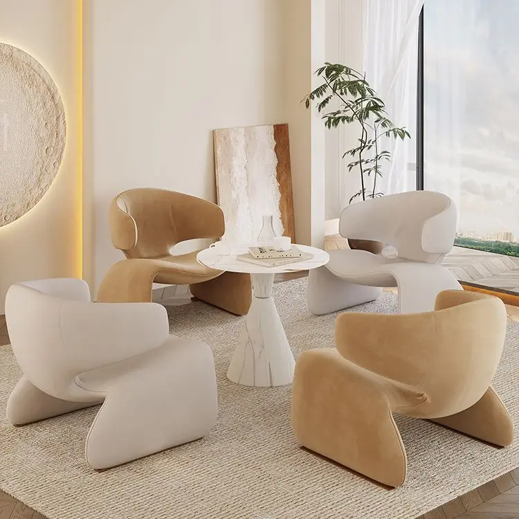 Single Sofa Light Luxury Reception Couch Arc Negotiation Table and Chair Combination Rest Area