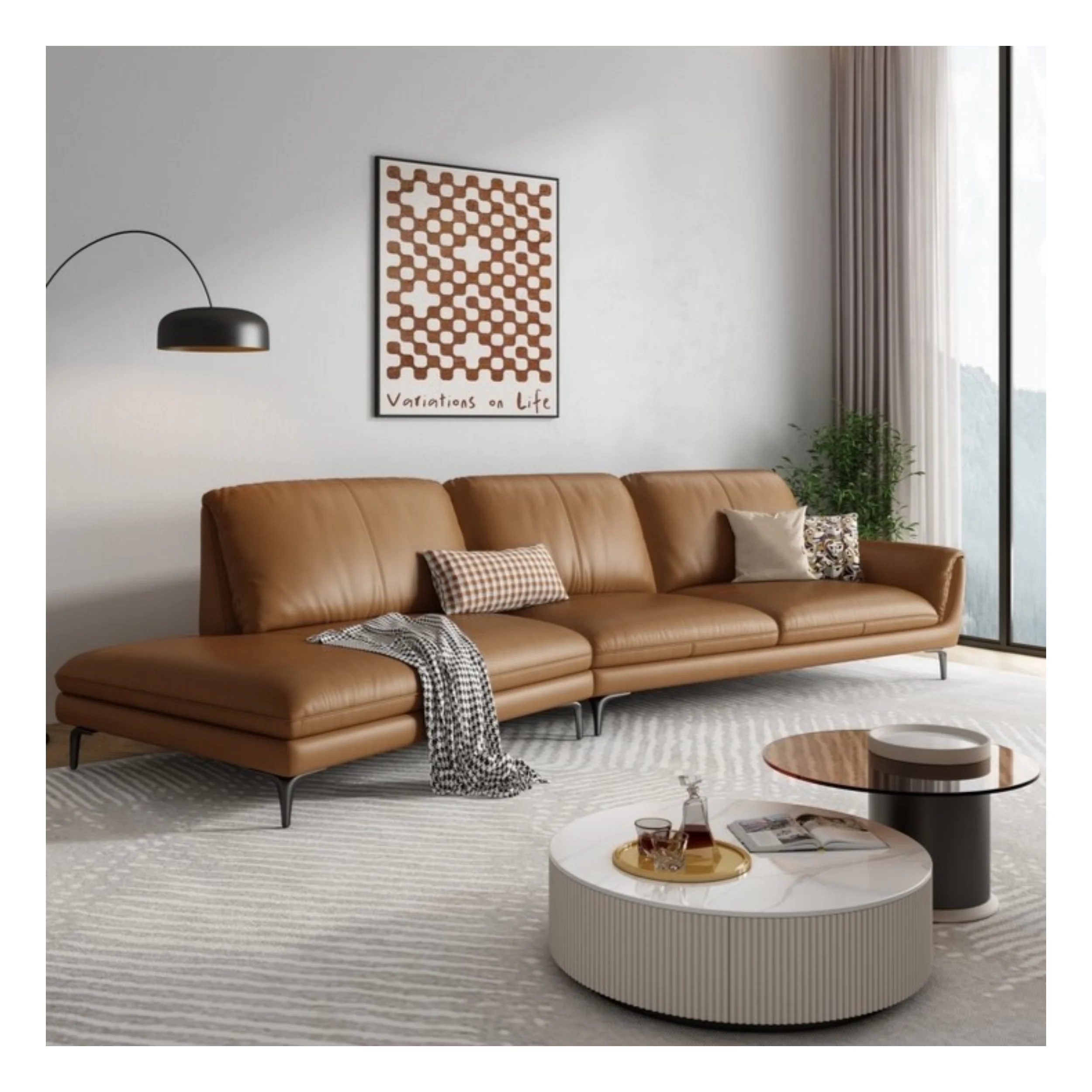 

！@Wholesale Nordic Genuine Leather Corner Sofa Light Luxury Simple Corner Sofa Set Designs Latex Sofa Set Furniture Living Room