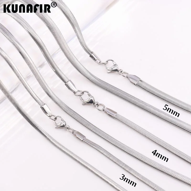 Flat snake chain Necklace Stainless steel Fashion Jewelry Man Male 3mm-6mm ZX685 ZX686 ZX687