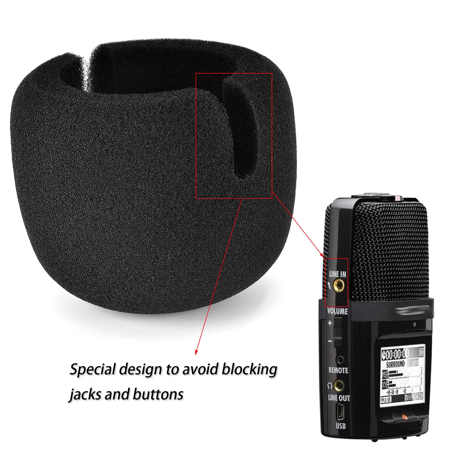 

for ZOOM H2N Microphone Dust Cover Windshield Sponge Cover Black