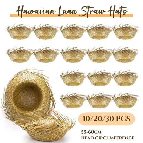 10/20/30 PCS Hawaiian Luau Straw Hats Mexican Sombrero Hat Beachcomber Hats Farmer Hat For Festival Beach Themed Costume Party