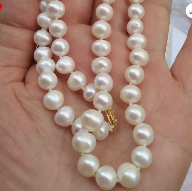 Natural AAA 8-9mm White South Sea Pearl Necklace 18/36 inch 14K Gold