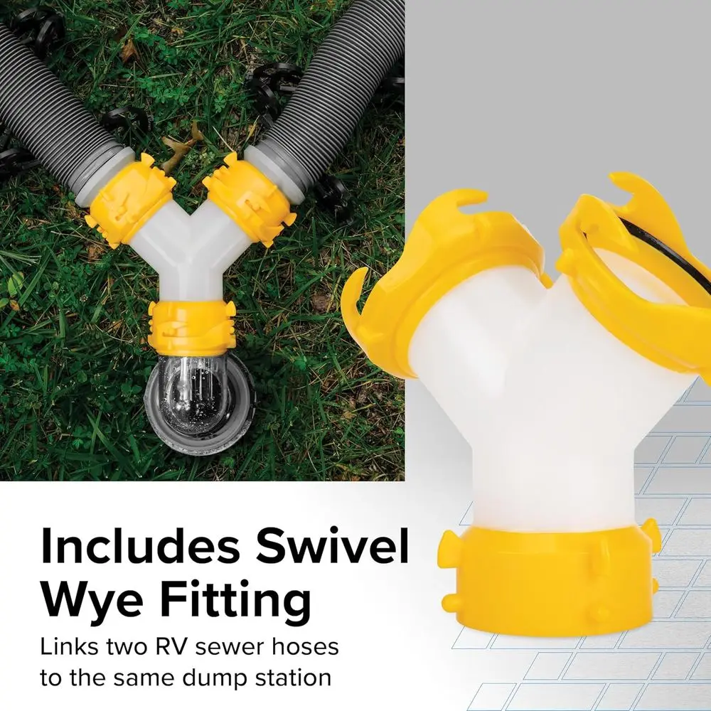 طقم خرطوم الصرف الصحي الفاخر مقاس 20 بوصة مع تركيبات دوارة وموصل شبلة - طقم جاهز للاستخدام كامل مع تجهيزات منجلة الصرف الصحي والكوع، #5