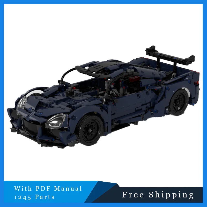 ตัวต่อ MOC 1245 ชิ้น ชุดประกอบรถสปอร์ตสุดหรูสีน้ำเงิน รุ่น City Speed ของเล่นสร้างสรรค์ DIY ชุดประกอบสำหรับเด็ก ของขวัญคริสต์มาส