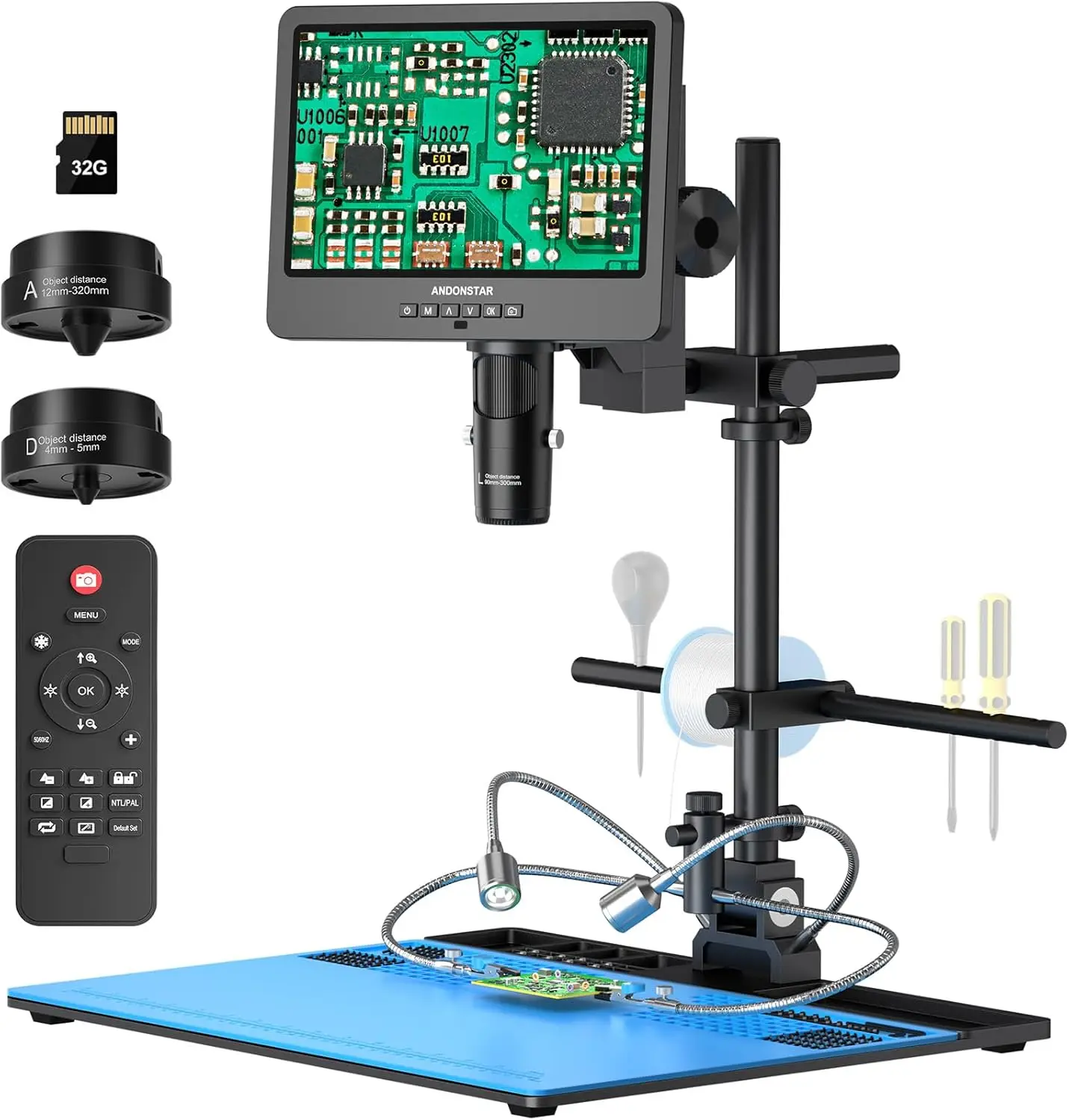 onstar Ad249S-Max 10.1'' Hdmi Digital Microscope With Super Max Soldering Station, Helping Hands, 2000X 3 Lens 2160P Uhd