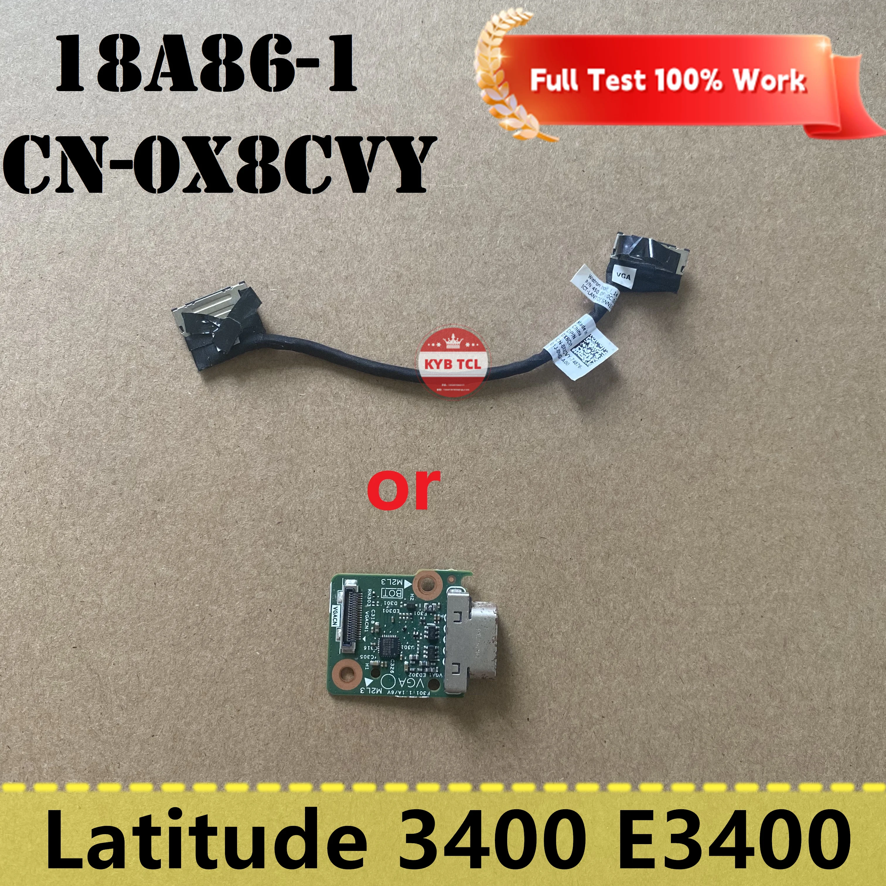 Laptop Jack Board Original For Dell Latitude 3400 E3400 0X8CVY X8CVY CN-0X8CVY 18A86-1 VGA Interface Board or Cable Notebook