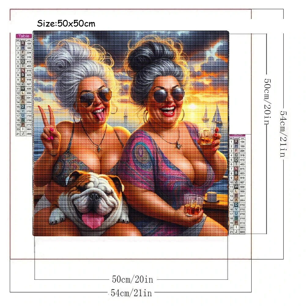 Fat Lady And Dog 5D DIY Full square Round Diamond Painting Cross Stitch Kits New 2024 Mosaic Diamond Embroidery For Home Decor