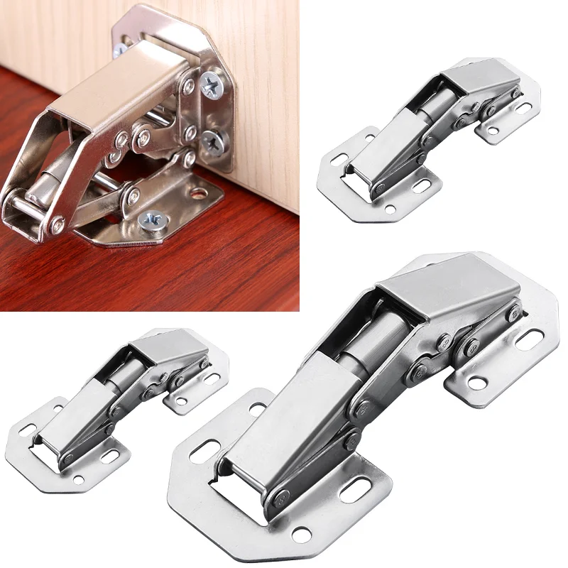 

Cabinet Hinge 90 Degree Steel Cupboard Door Buffer Hinges No-Drilling HoleHydraulic Hinge Kitchen Furniture Cabinet Hardware