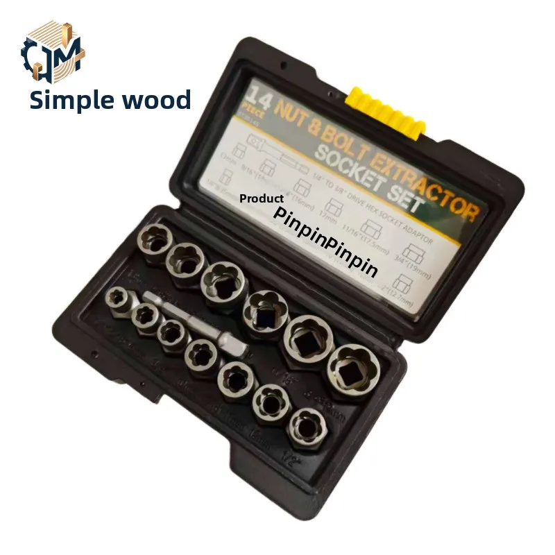 Reverse thread sleeve14Set of anti-slip sockets for damaged, rusted, and stripped nuts, bolts, screws, and tire screws extractor