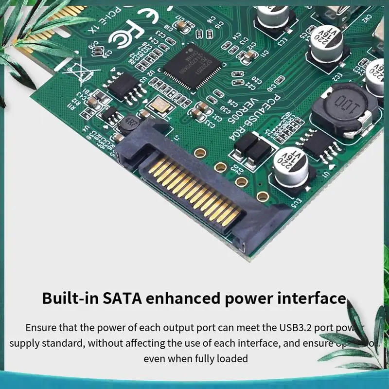 YSS-1 PCS PCI-E 4 Ports USB3.2 Adapter Multiplier PCI-E 1X 4X 16X Controller Add One Cards 5Gbps Green