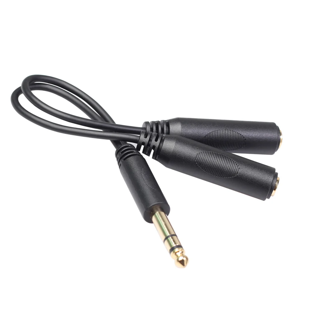 

6.35mm Stereo Audio Cable Black Y Splitter Adapter Dual Female to Male Connect Headphones Mixer Microphone High Quality Cord
