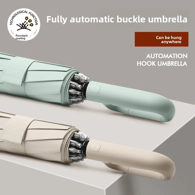 

Автоматический обратный зонт с пряжкой, мужской двойной большой противоскользящий специальный женский складной прочный усиленный бытовой зонт