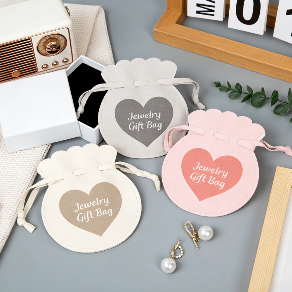 

Personalized Logo Gourd Shaped Container Jewelry Packaging Bags Microfiber Gift Pouches Earrings Ring Travel Wedding Gift Pocket