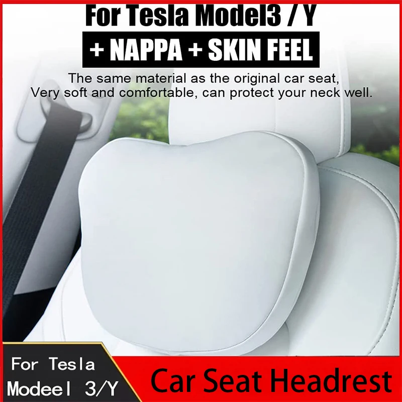 Car Seat Headrest pillow For Tesla Model 3 2019-21 2022 Model Y  Fumbar Support Neck Pillow High-Quality Leather Car Accessories