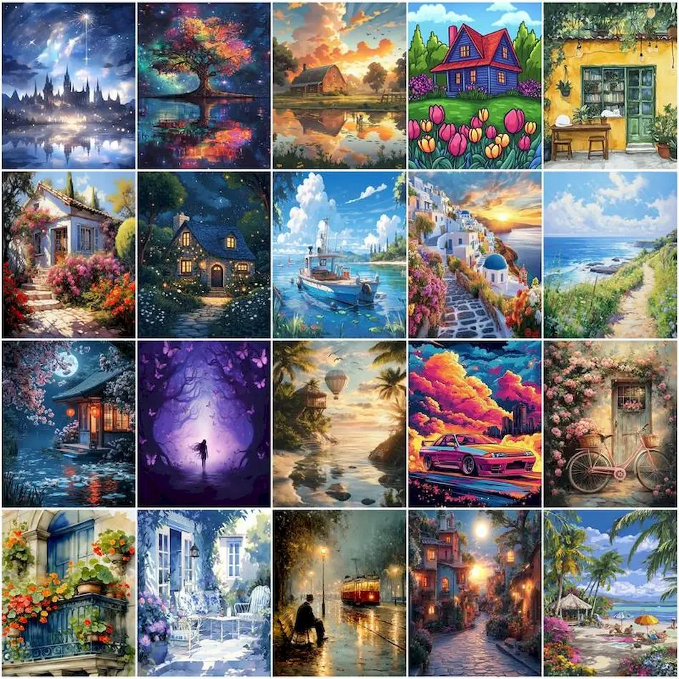 

GATYZTORY Painting By Numbers Draw Canvas Landscape Watercolors Framed Wall Art Modern Picture Frame Acrylic Paints Room Decor