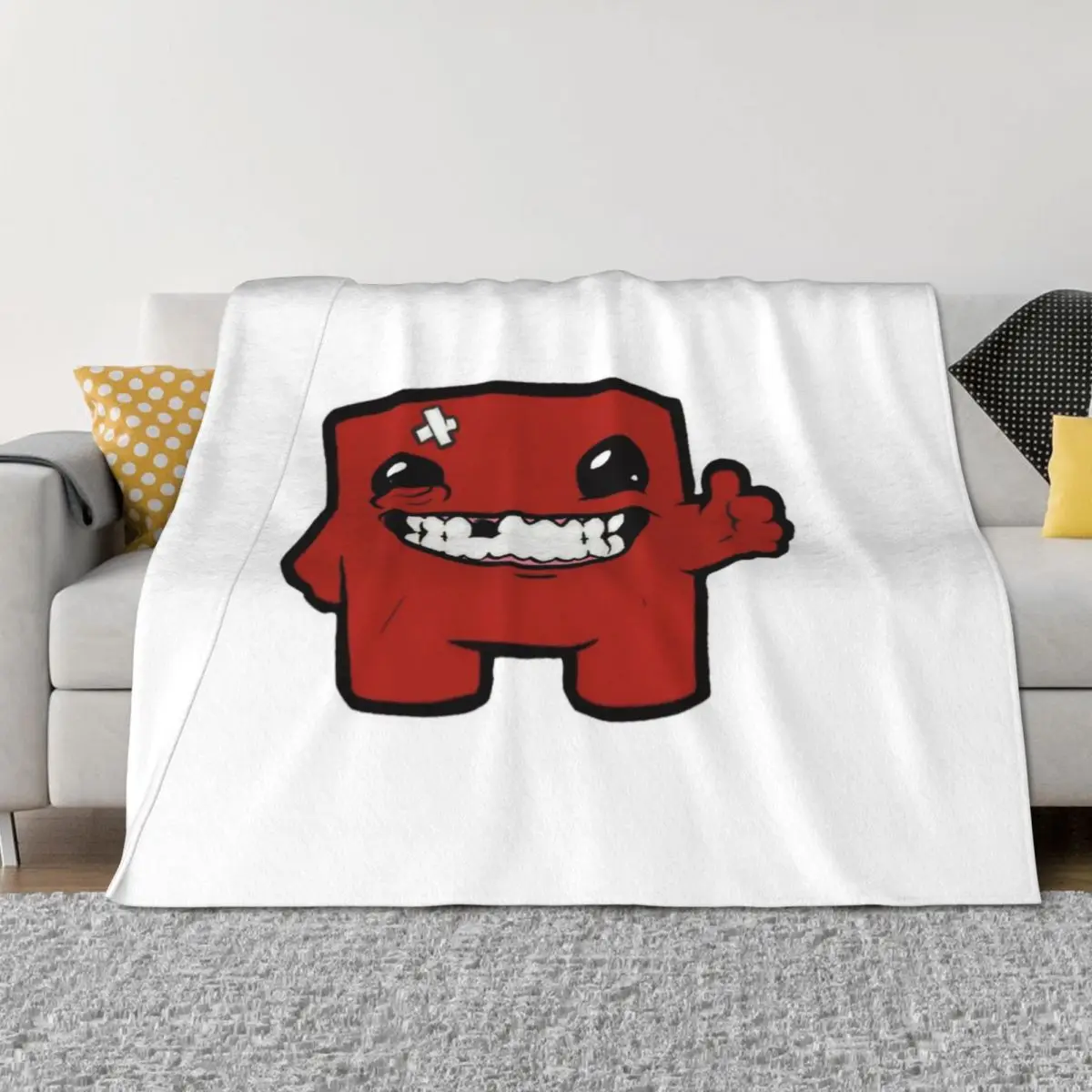 

super meat boy Throw Blanket anime Decorative Sofas Extra Large Throw Loose Blankets