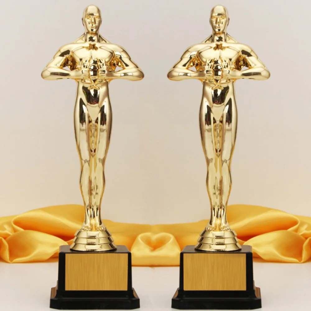 Réplica de los premios del trofeo Oscar chapados en oro, 18cm, 21cm, 26cm, recuerdos artesanales, regalos de celebraciones de fiesta de plástico, copa de hombre dorado