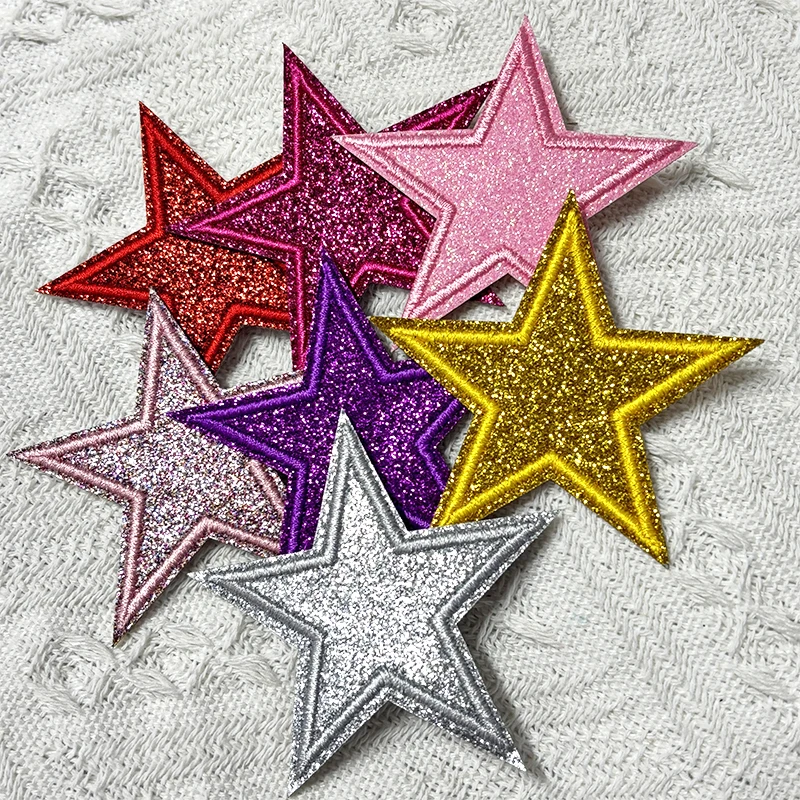 5 Stück Funkelnde Stern-Aufnäher zum Aufbügeln mit Glitzer-Pailletten für Jeanswesten, Funkelndes Kawaii-Style-Accessoire, DIY-Geschenke – Detail 4