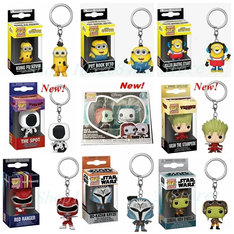 2026 Funko Keychains Ranger Red Blue Pink Minion Kevin Otto Stuart Spider Spot Vash Ahsoka Inuyasha Homer Sam Sally Figure Toys view 2