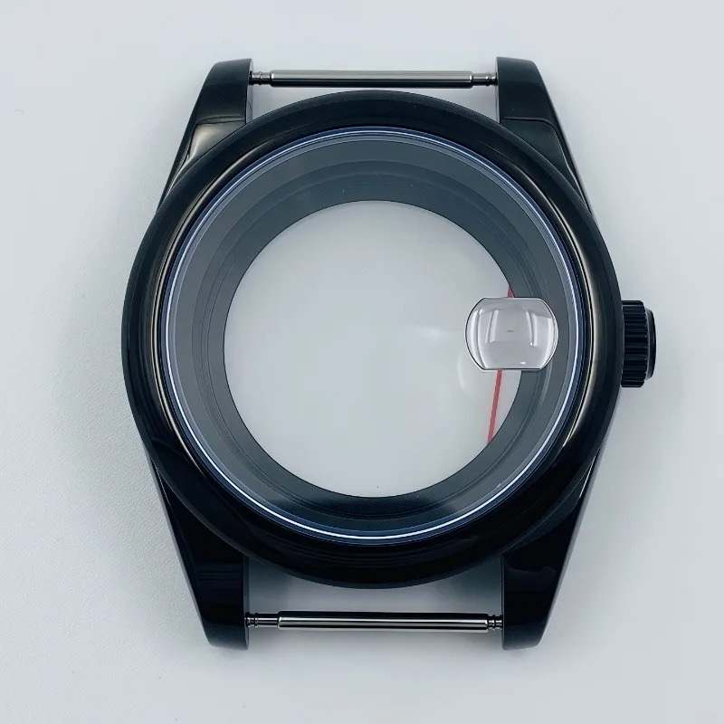 36/39MM Black Case for Dogtooth Ring Watch Case Rounded Edge Bevel Case Sapphire for NH35 Movement
