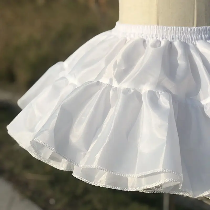 Reversible 4 Layer Lolita Petticoat Woman White Boneless Crinoline Short Tutu Skirt for Cosplay and Party Dress Puffy Underskirt