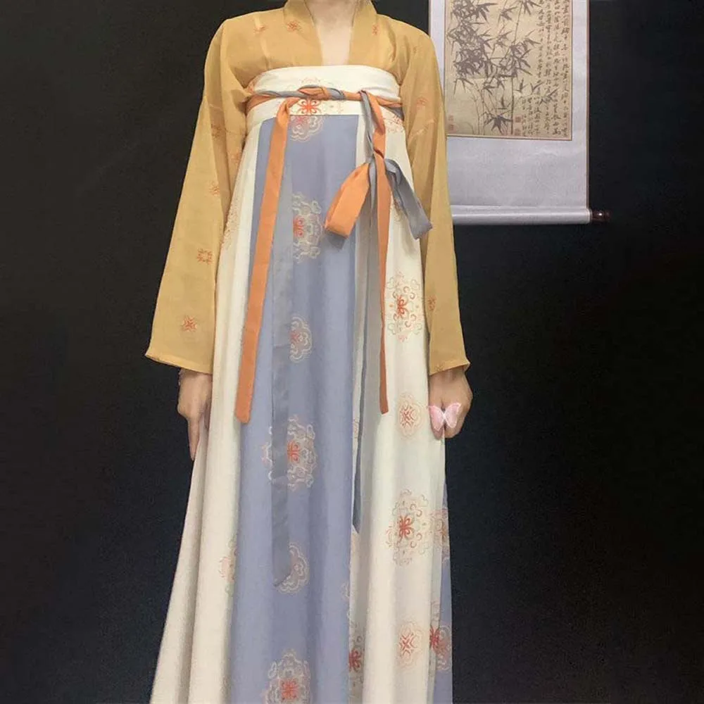 

Сценические костюмы, китайская юбка Ханфу, цветочная вышивка, династия Хань Тан, древнее китайское платье, наряд, древний китайский народный танец