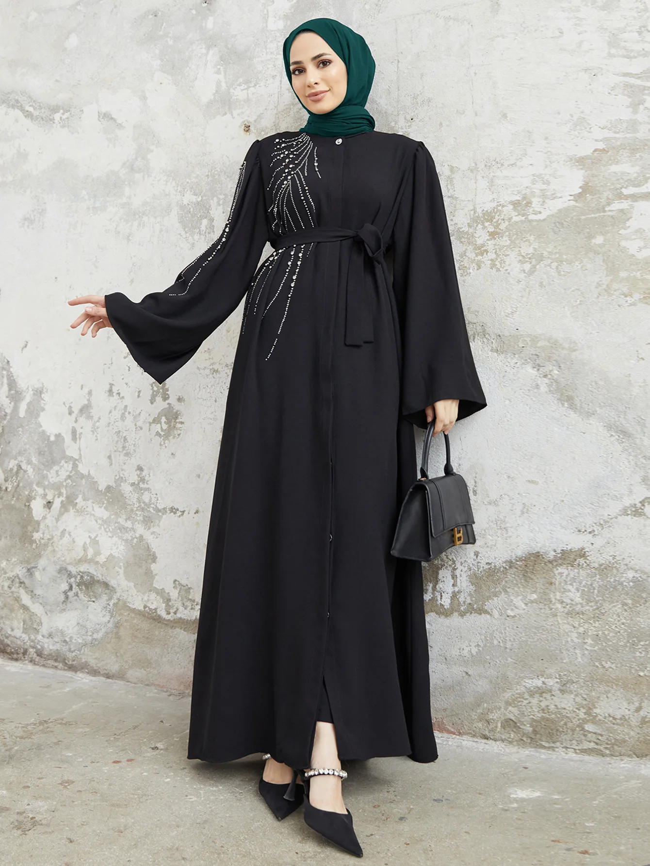 

Middle East Ramadan Diamonds Abayas for Women Muslim Maxi Dress Dubai Turkey Kaftan Marocain Femme Caftan Jalabiya Islamic Robe