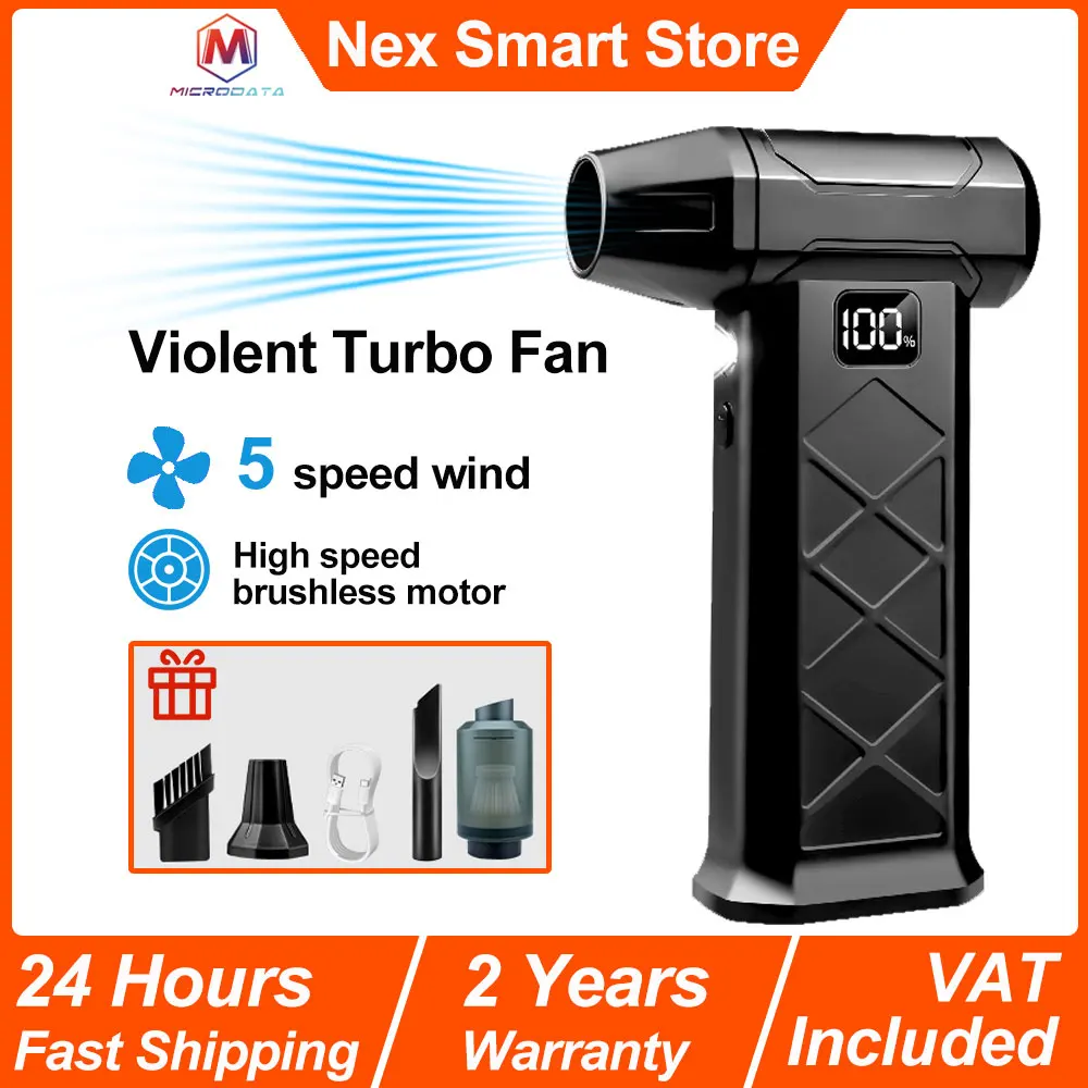 Violent Turbo-Ventilator, superstarker Wind, 5 Geschwindigkeiten, multifunktionaler Hand-Turbo-Ventilator, blasende Schneereinigung, tragbarer Ventilator 110000 U/min
