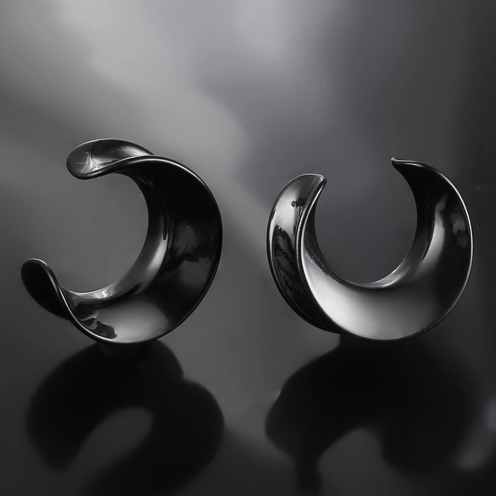 2PCS Moon Ear Saddle Plugs for Stretched Lobe Piercing