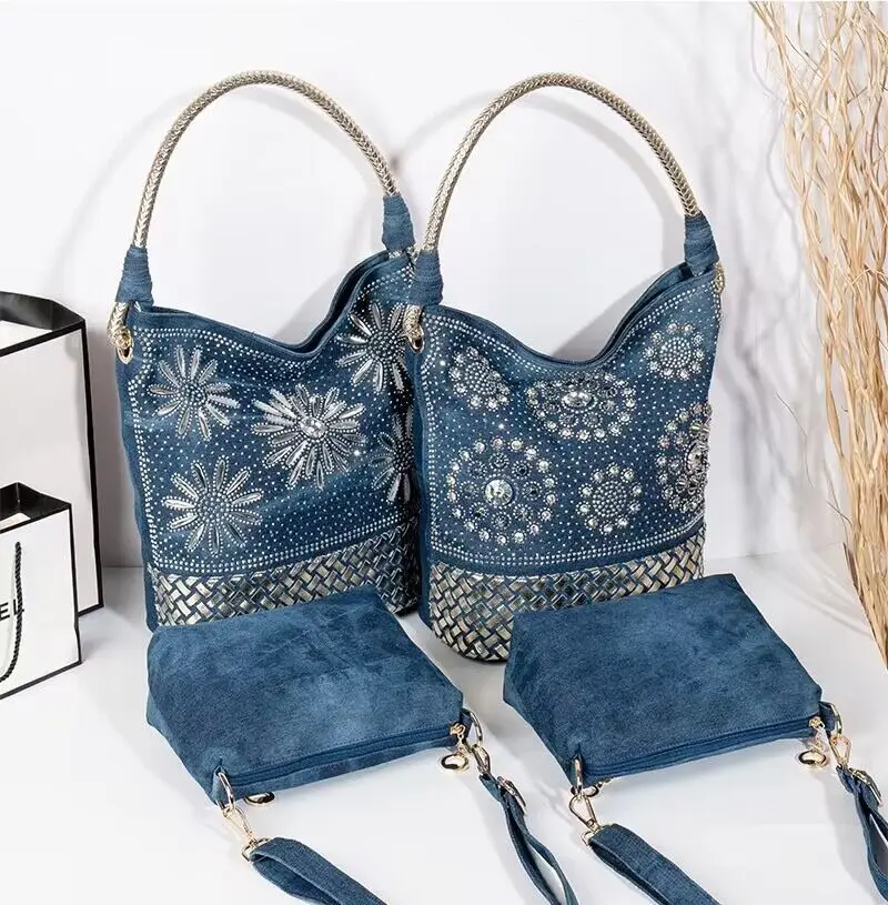 sac de luxe femme diamenty projektant luksusowe torby dżinsowe dla kobiet tkane torby na ramię torba Crossbody słonecznikowa torebka damska