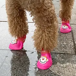 4Pcs Stylish Pet Boots Convenient Anti-Slip Lovely Cartoon Patter Bright Color Pet Rain Boots