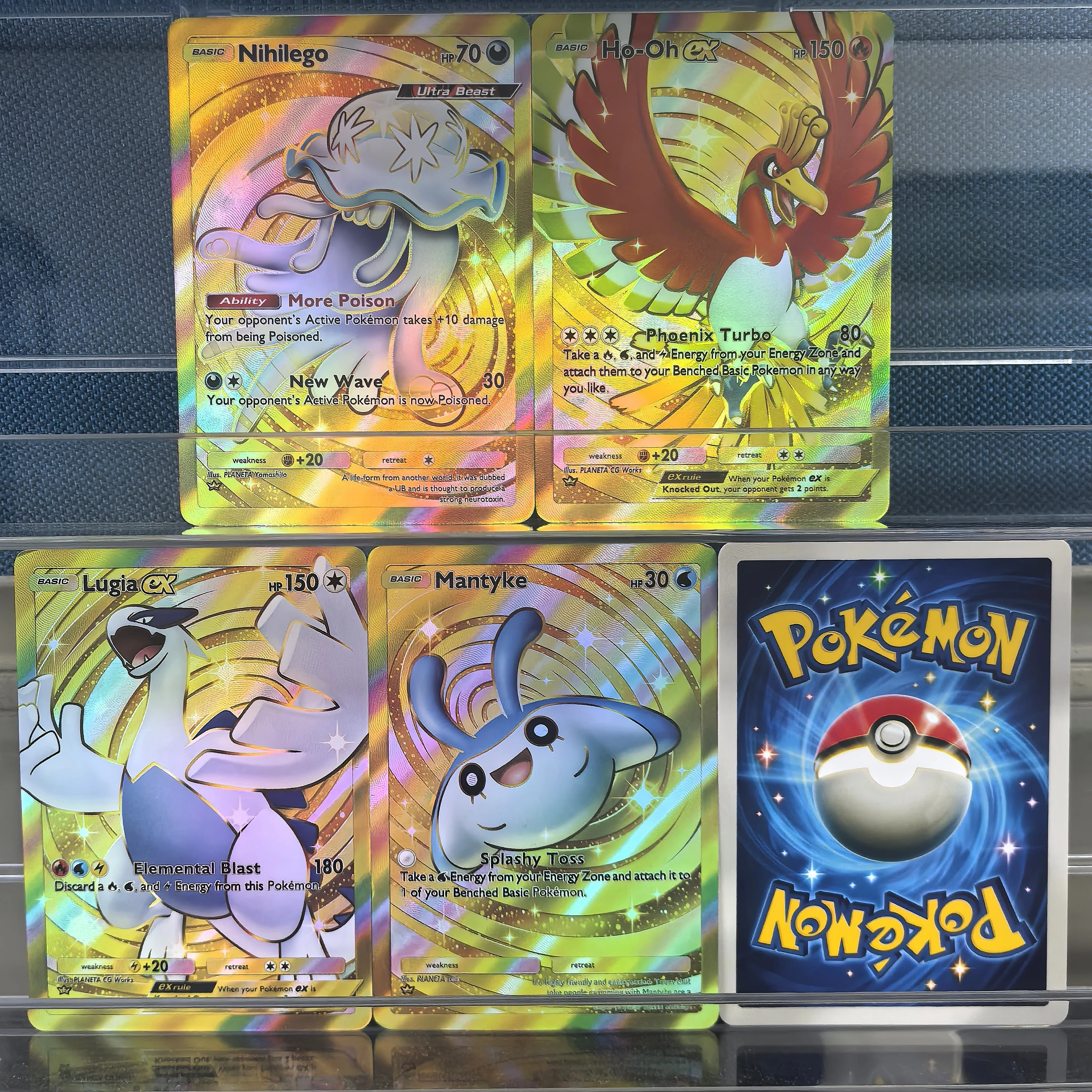 

4 шт. DIY TCG Pokemon POCKET английские коллекционные карты Lugia EX Mantyke Nihannu Ho-OH EX классическая игра аниме карты подарочные игрушки