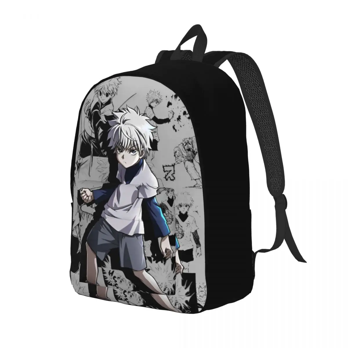 Killua Zoldyck Teenage Backpack with Pocket High School Hiking Travel Hunter X Hunter Daypack for Men Women Laptop Canvas Bags