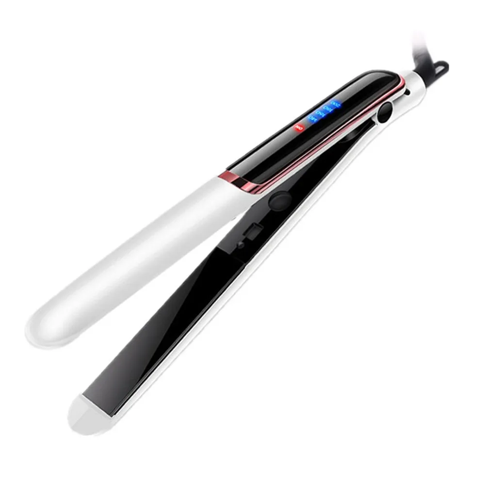 

Portable 2in1 Hair Curler Straightener Dual Voltage White Plastic Women Travel Mini Steam Flat Iron Hair Styling Tools