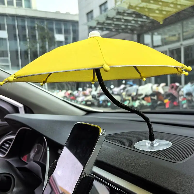 Bending Design Car Phone Sunshade Anti-glare W Adhesive Clip Phone Umbrella 360° Rotation Adjustable Auto Phone Bracket