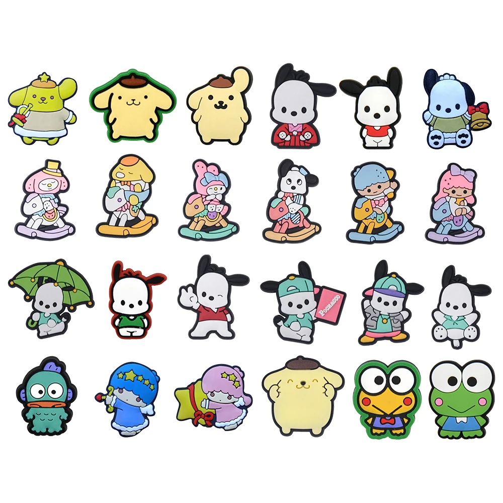6-24PCS Pochacco My Melody Little Twin Stars Shoe Charm Wholesale PVC Wristband Decor Buckle Detachable DIY Waterproof Partygift
