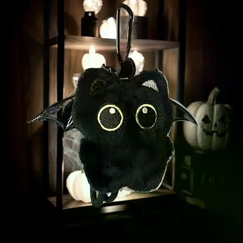 พวงกุญแจแมวดำขนปุย, ตุ๊กตาแมวตัวเล็กนุ่มนิ่ม, จี้ตกแต่งกระเป๋าเป้, ของขวัญวันเกิดน่ารักสำหรับเด็กชายและเด็กหญิง