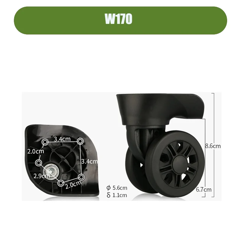 For W170 Luggage Accessories Durable 360 Rotation Suitcase Single Wheel Luggage Caster Replacement Trolley Case Repair Roller