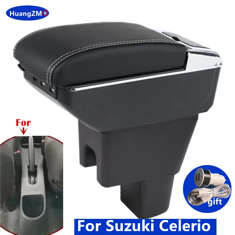 

For Suzuki Celerio Armrest box For Suzuki Celerio Car Armrest Center Storage box with USB Port Interior Retrofit Car Accessories