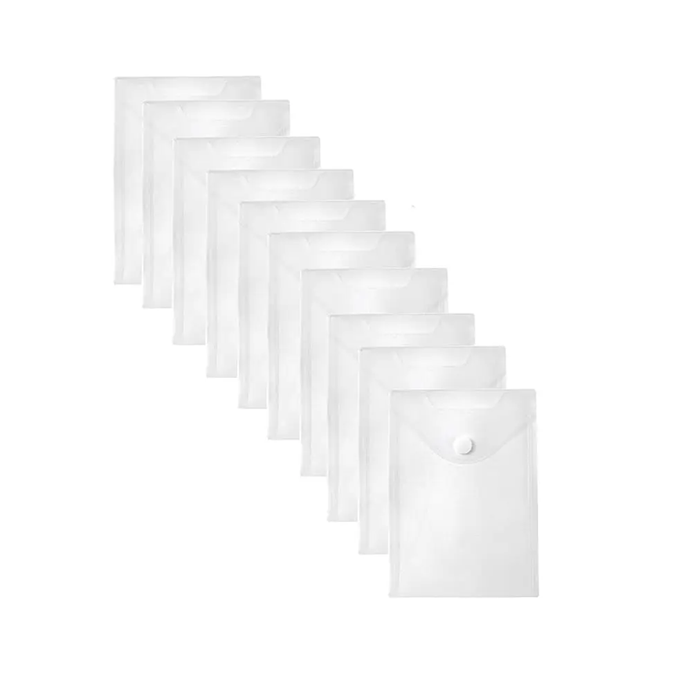 

Free Shipping-7x9 Clear Plastic Envelopes Hook Loop Closure Receipt Stickers Storage Holder 10 Pack
