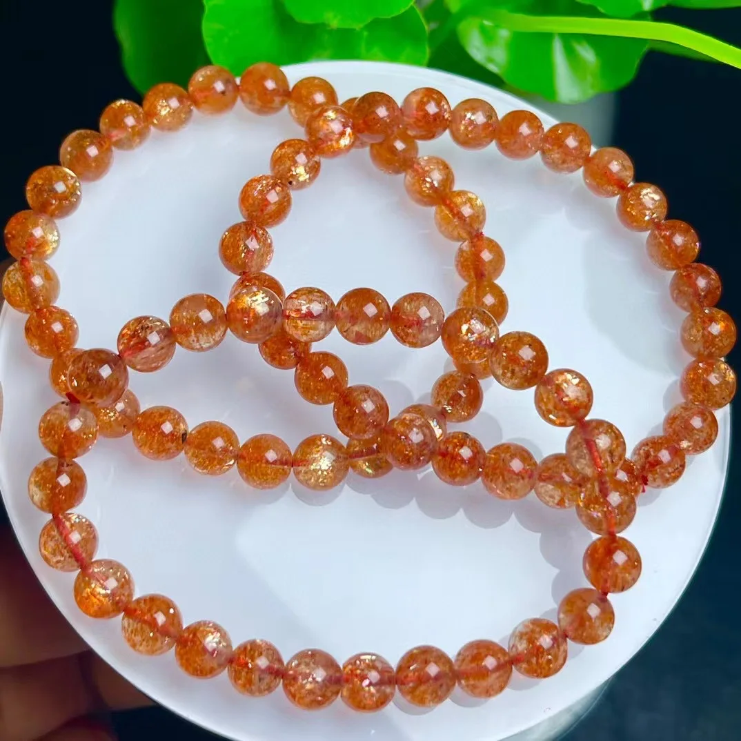 

Unit One Bracelet 6.5 to 7.5mm Natural High Quality Sunstone Gemstone Crystal Bead Bracelet For Gift