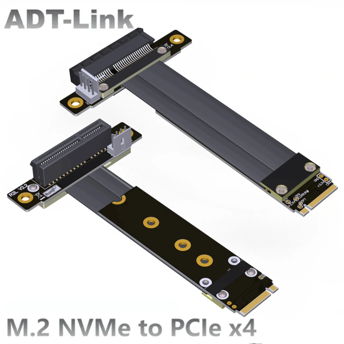 ADT-Link M.2 NVMe To PCIe 3.0 X4 Riser Cable For PCIe X4 SSD RAID, LAN, Capture Cards To M.2(Ultra SSD, M-Key) M2 Extension Gen3