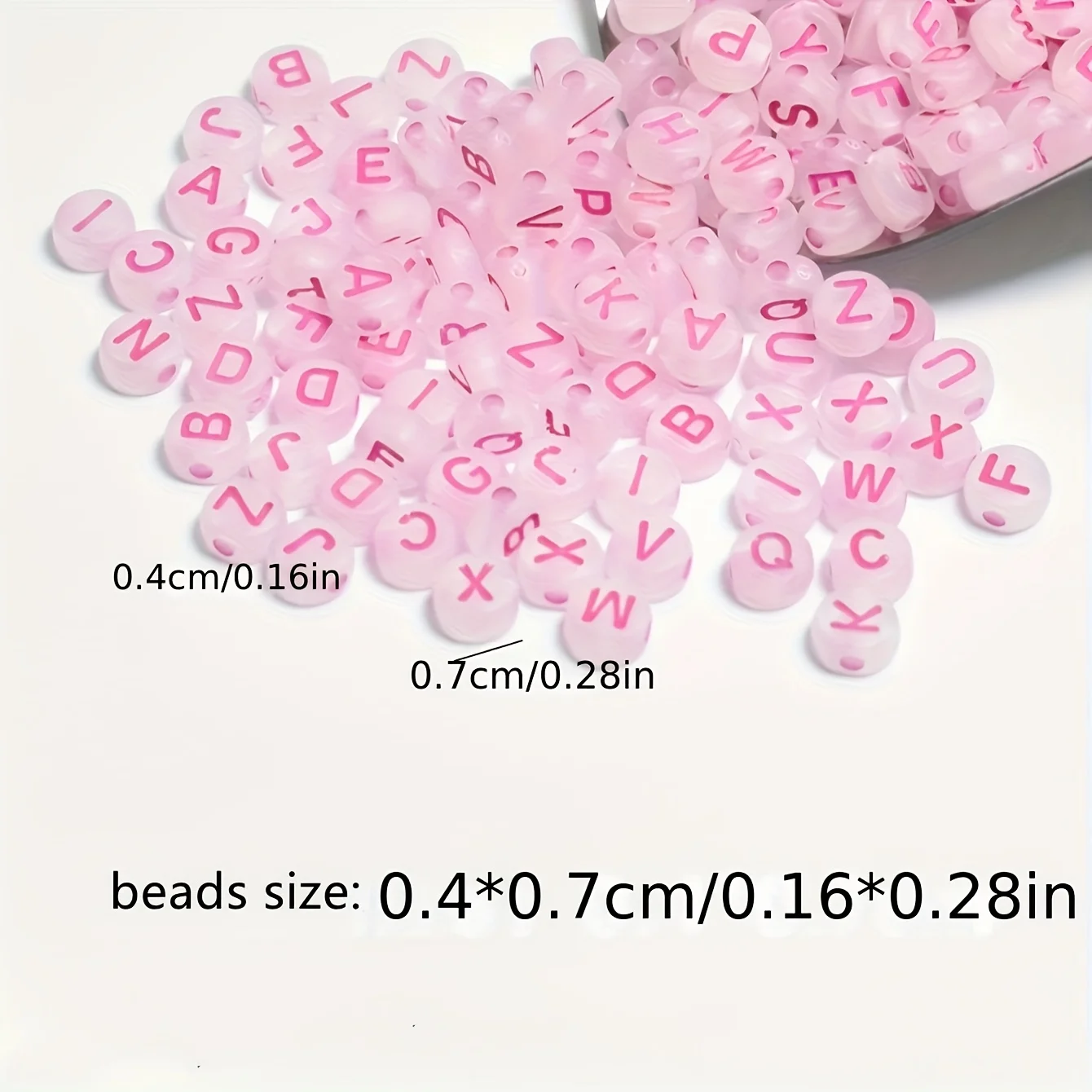 220pcs 4 * 7mm pink frosted flat round letter beads, can be used for decoration and exquisite bracelet DIY production view 4